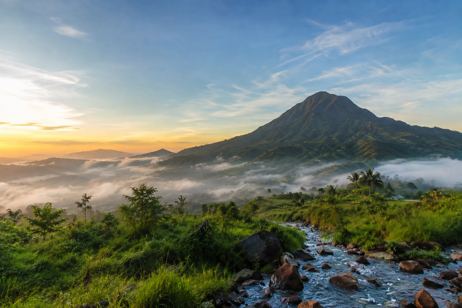 Pemandangan Gunung Karang, sumber mata air alami Cibaduy di Padarincang, Serang